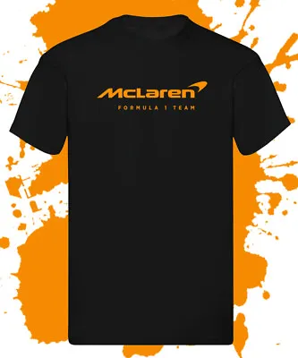 Mclaren F1 Formula 1 - Black T Shirt McLaren Neon Orange Logo  S M L XL XXL • £15.99