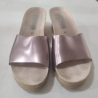 Mephisto Women's Size 41 US 11 Lise Wedge Slide Sandal Metallic Slip On • $34.99