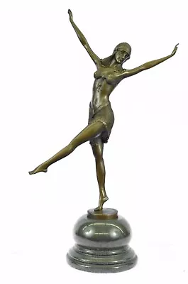 Art Deco/Art Nouveau Bronze Marble Sculpture Signed D H Chiparus Hand Made Decor • £202.06