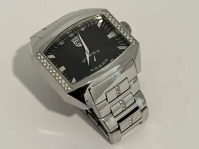 Marc Ecko Watch Men’s Silver With Black Dial Rectangle E15005G1 • $79.99