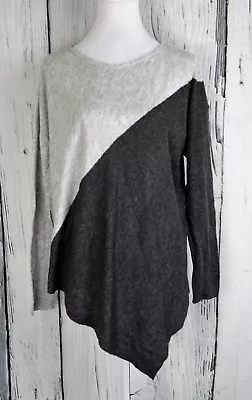 Matty M Knit Top Pullover Blouse Asymmetric Scoop Neck Long Sleeve Gray Large L  • $20.65