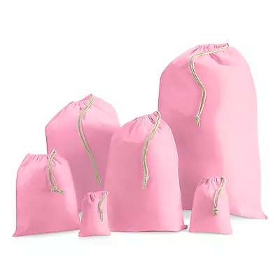 Pink REUSABLE COTTON DRAWSTRING STORAGE BAG - 6 Sizes 100% Cotton Drawstring • £2.45