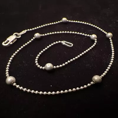 Beautiful Vintage 925 Sterling Silver Beaded Anklet Ankle Bracelet ~ 10” • $14