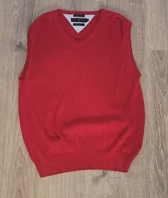 Tommy Hilfiger Golf Red Ribbed Knit Sweater Vest Size Large • $25