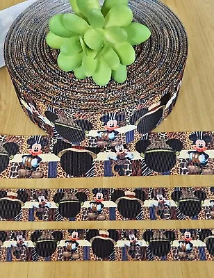 7/8 1 & 1.5  (1 YD) Mickey Mouse Safari Grosgrain Ribbon Jungle Cheetah Zebra • $1.20