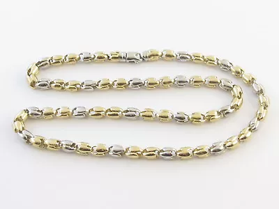 14k Yellow And White Gold Men's Bullet Link Chain Necklace  24   56.1 Grams • $4495