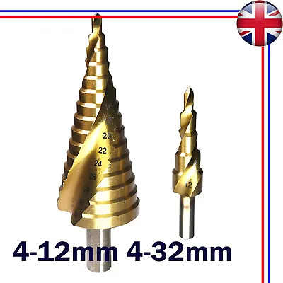 2x HSS Ti Coat Spiral Step Cone Drill Bit Set Triangle Shank Reamer Hole Cutter • £9.99
