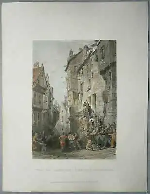 1837 Allom Print SCOTLAND: WEST BOW EDINBURGH - CONDEMNED COVENANTERS (#13) • $35