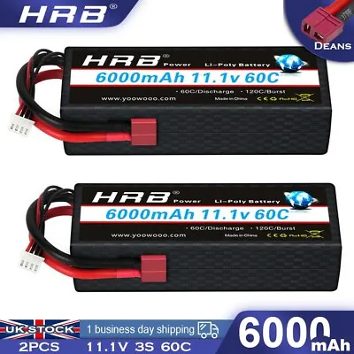 £87.99 • Buy 2pcs 11.1V 6000mAh 3S LiPo Battery Hard Case Deans For RC Car  Truck Aeroplane