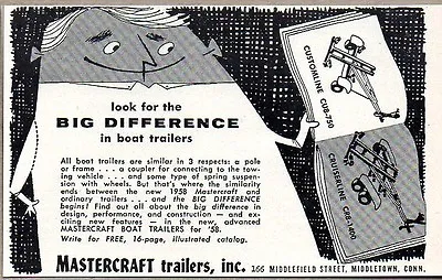 1958 Print Ad Mastercraft Customline & Cruiserline Boat Trailers MiddletownCT • $8.60