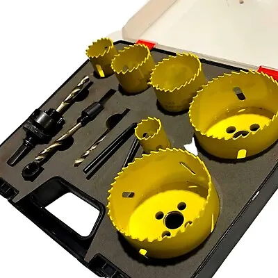 9 Pcs Drill Bit Hole Saw Kit Set Wood Sheet Arbor Metal Timber Woodworking Tool • $28.80