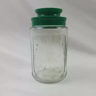 Vintage Maxwell House Coffee Glass Jar Anchor Hocking Canister Green Lid Winter • $10