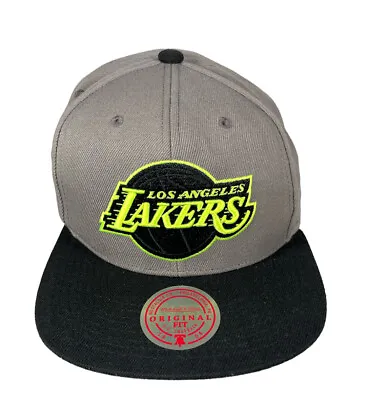 Los Angeles Lakers Neon Lights Grey/black Snapback Mitchell & Ness Ball Cap Hat • $21