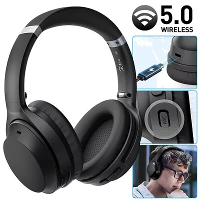 Wireless Headphones Bluetooth Noise Cancelling Stereo Earphones Over Ear Headset • $27.54