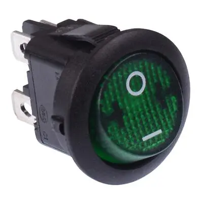 Green On-Off 230V Illuminated Round Rocker Switch DPST 10A • £2.49
