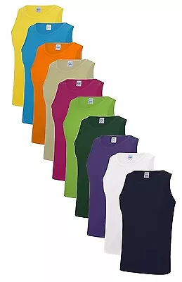 Mens Plain Polyester Breathable Wicking Athletic Sports Tank Top Vest Singlet • £5.55