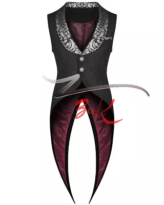 Men's Gothic Steampunk Black Vampire Halloween Victorian Tailcoat Vest • $80.99