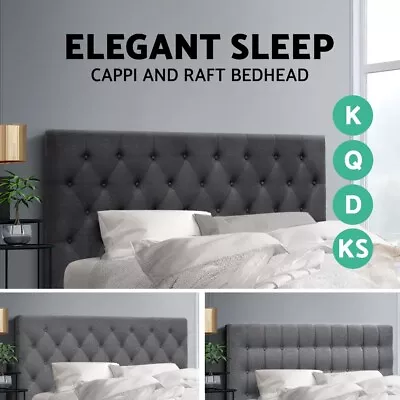 $193.95 • Buy Bed Frame Headboard Double Queen King Single Size Head Bedhead Fabric Grey
