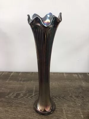 VINTAGE Carnival Glass Swung Vase - Fine Rib - Cobalt Blue - 27 Cm  • $50