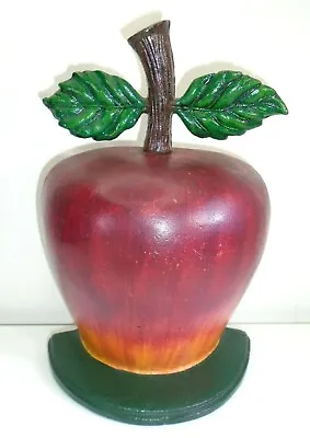 Vtg Cast Iron COUNTRY APPLE DOOR STOPPER Door Holder 12  Home Decor Door Stay • $47.49