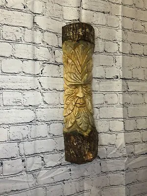 £25 • Buy Green Man Of The Woods 50cm Hand Carved Wizard Tree Trunk Wood Fairtrade