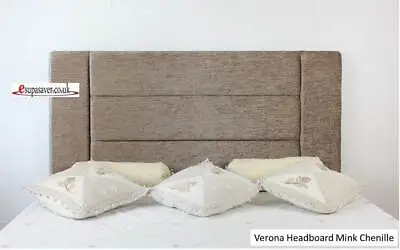 Verona Bed Headboard Chenille Linen Crush Velvet Faux Suede & Smooth Velvet • £39