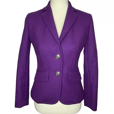 J CREW Lexington Blazer Ouvrier Les Ports Buttons PURPLE Wool Jacket Lined 2P • $69