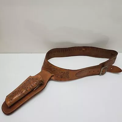 Vintage Sears Tooled Leather Western Cowboy Gun Belt & Holster • $13.50