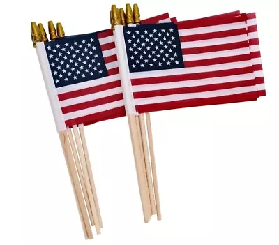 American Flags Small US Flags/Mini American Flag On Stick 4x6 Inch 12 Pack • $10.99