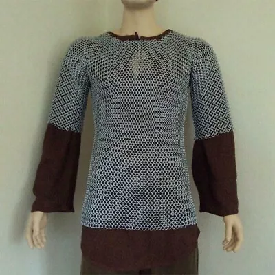 XXL Size Butted Aluminum Chain Mail Shirt Medieval Chain Mail Haubergeon Costume • £92.19