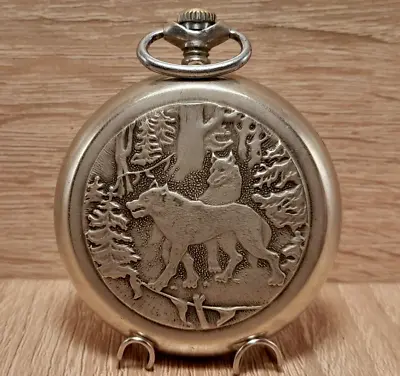 Vintage Molnija Pocket Watch Wolves. Cal. 3602. USSR. • $59.99