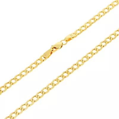 10K Yellow Gold 3.5mm Curb Cuban Link Chain Pendant Necklace Mens Womens 16 -30  • $150.98