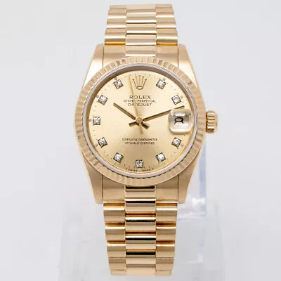 Rolex Datejust 31 68278 Yellow Gold President Champagne Diamond - Pre-owned • $16281.04