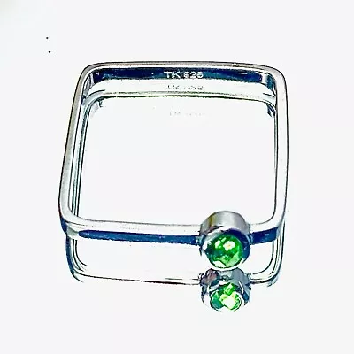 R7944G Mt. St. Helens Green Helenite 3x5mm Oval Bezel Set Sterling Silver Ring • $32