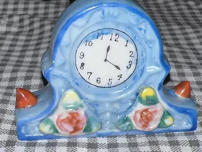 H.Kato Miniature Mantle Clock Figurine Made In Occupied Japan Blue Vintage1940s • $12.60