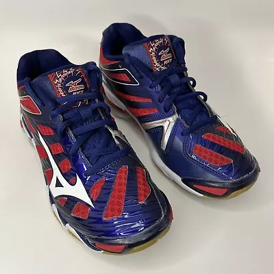 Mizuno Wave Lightning Size 6 RX3 Women’s Red White & Blue Volleyball Shoes • $35.99