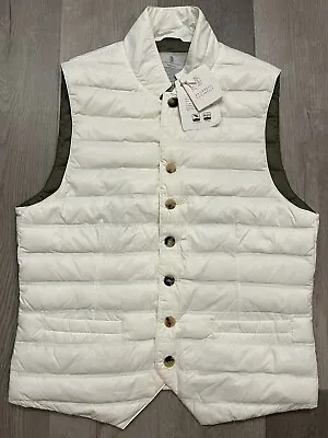 Brunello Cucinelli Men’s White Lightweight Down Puffer Vest - Small • $975