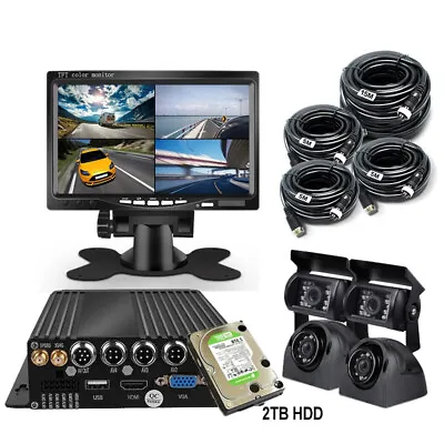 7  Monitor 2TB 4ch 4G 1080P Vehicle Mobile DVR 4XBackup Camera Surveillance MDVR • $399.99