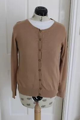 Isle Size S (10-12) Camel Beige Cotton Buttoned Long Sleeve Cardigan Hardly Worn • £9.99