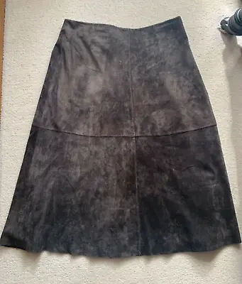 Oasis Real Leather Brown Skirt - UK Size 10 • £19.99