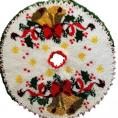 Vintage Christmas Bell Latchhook Tree Skirt Completed • $25.05