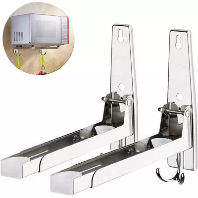 Kitchen Microwave Oven Wall Mount Bracket 304 Stainless Steel Stand Rack Holders • £20.69