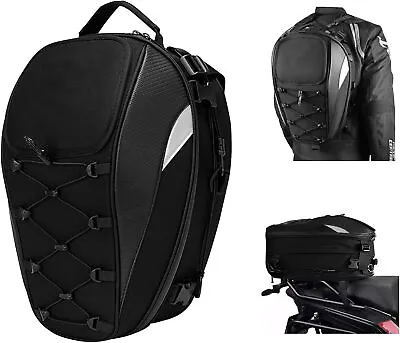 Waterproof Motorcycle Rear Tail Seat Back Saddle Helmet Shoulder Carry Bag Pack • $33.99
