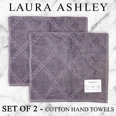 2-PK LAURA ASHLEY QUICK DRY Cotton Hand Towels Diamond Chain Textured Lavender • $19.99