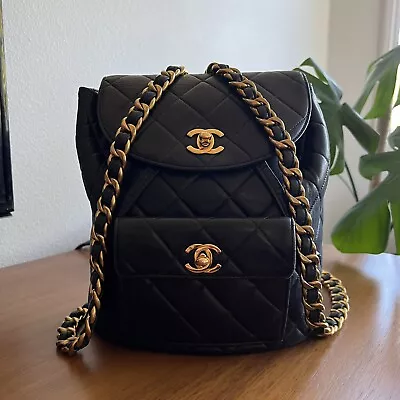 Chanel Vintage Black Duma Backpack Bag • $5000