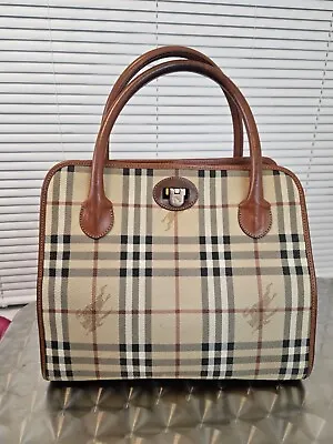 Authentic Vintage BURBERRY'S Of London Nova Check Large Tote Bag Canvas Leather • $150