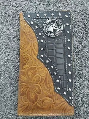 Western Bifold Wallet Checkbook Leather Cowboy Horse Wallet New • $24.97