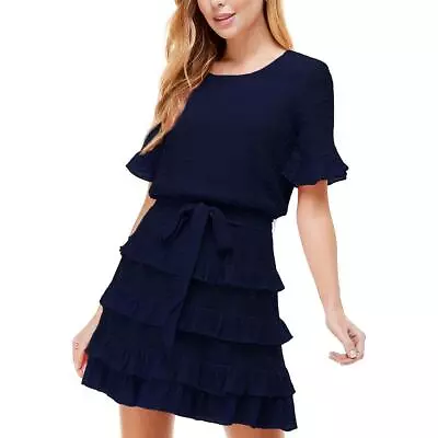 $12.80 • Buy City Studio Womens Tiered Ruffled Textured Fit & Flare Dress BHFO 3791