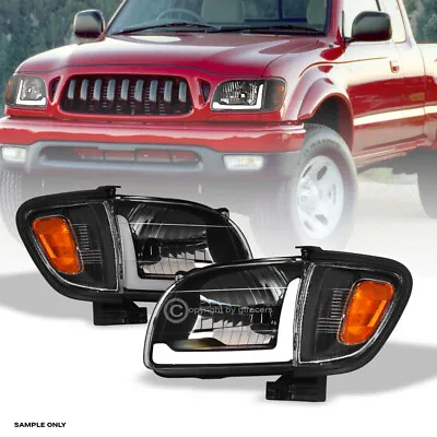 For 2001-2004 Toyota Tacoma Black Headlights+Corner Signal Lamp Amber W/LED Tube • $145