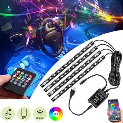 Motorcycle RGB LED Strip Light Under Glow Neon Kit Bluetooth APP Control Strip • $12.99